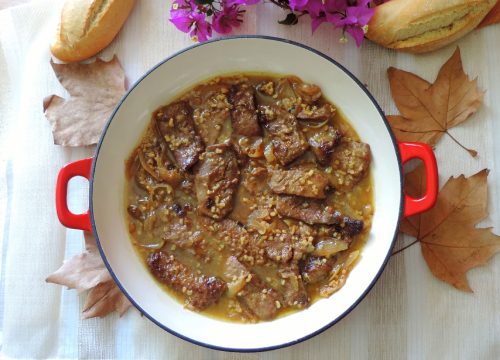 Carne de ternera con salsa de almendras